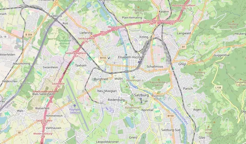 Kaart met de locatie van Salzburg Mülln-Altstadt