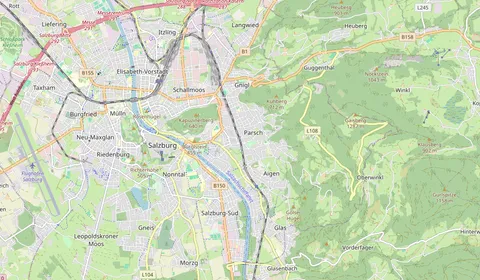 Kaart met de locatie van Salzburg Parsch Bahnhof