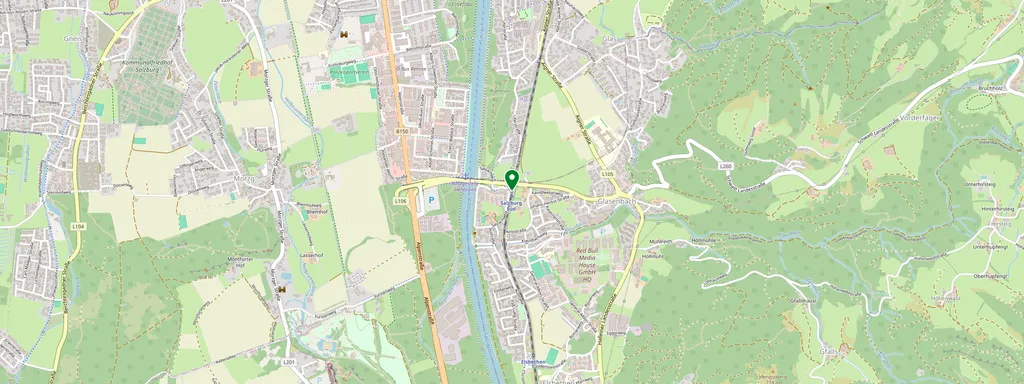 Mapa que muestra la ubicación de Salzburg Süd Bahnhof