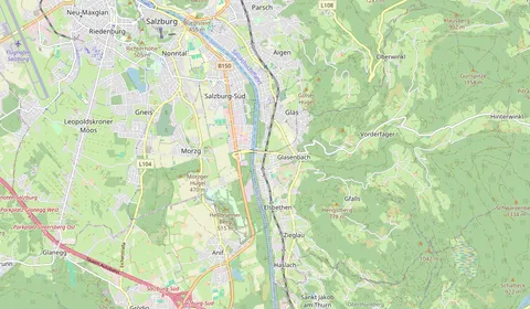 Mappa che mostra la posizione di Salzburg Süd Bahnhof