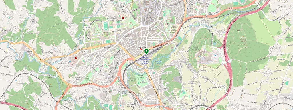 Map showing the location of Santiago de Compostela