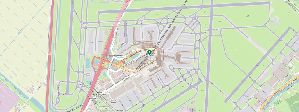 Mapa que muestra la ubicación de Schiphol Airport