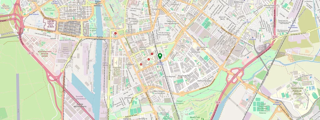 Karta som visar var Sevilla-Virgen del Rocío ligger