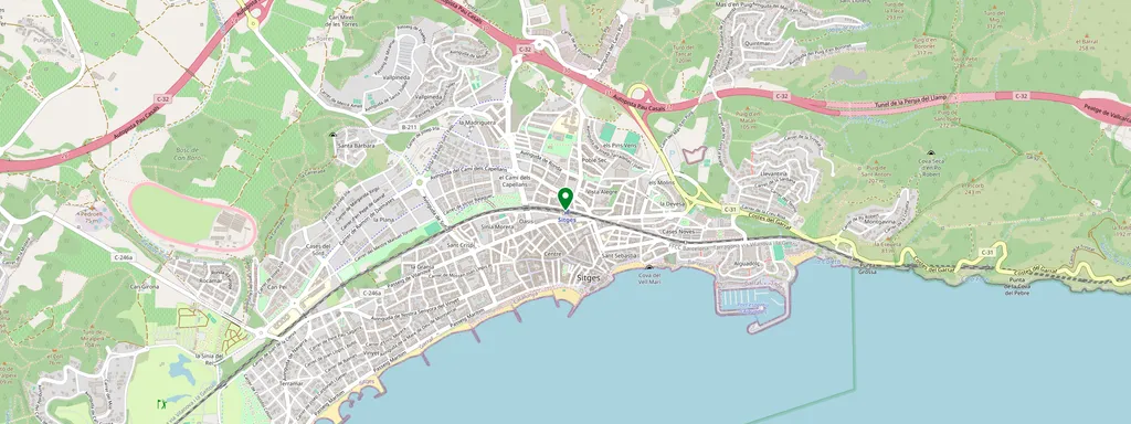 Kaart met de locatie van Sitges