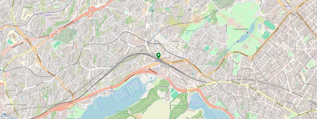 Carte montrant l’emplacement de Skøyen stasjon