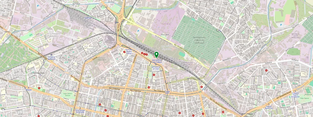 Mapa que muestra la ubicación de Sofia Central