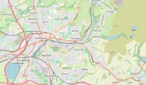 Mapa que muestra la ubicación de Stalybridge