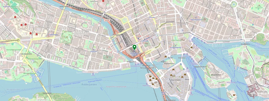 Karte mit der Lage von Stockholm Central
