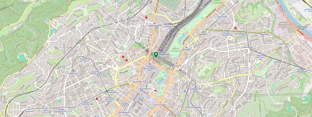 Mapa que muestra la ubicación de Stuttgart Hbf