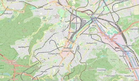Kaart met de locatie van Stuttgart Hbf