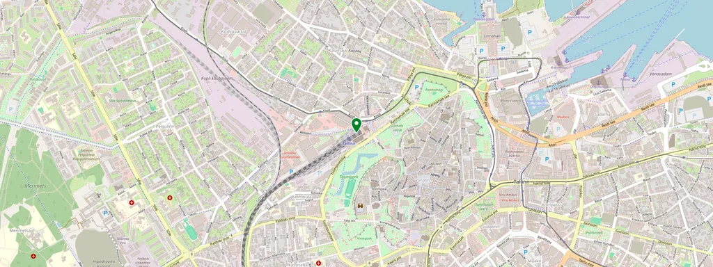 Mapa que muestra la ubicación de Tallinn Baltic Station (Balti jaam)