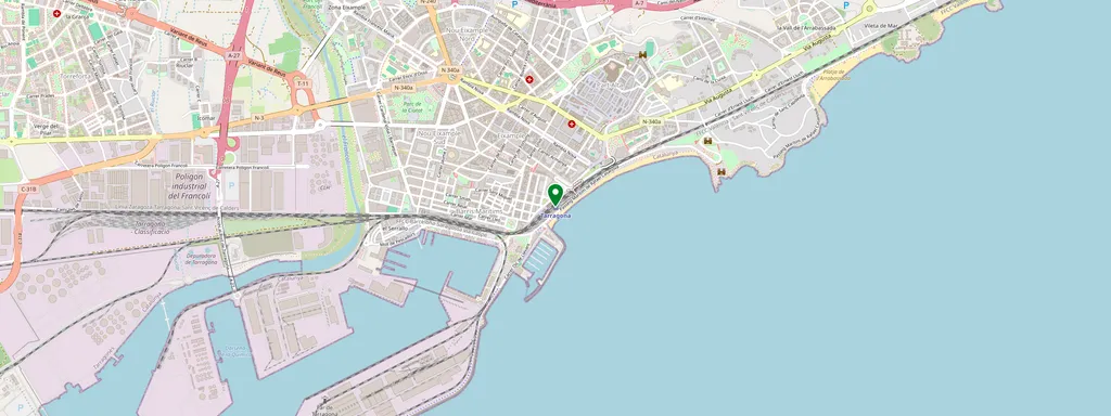 Kaart met de locatie van Tarragona Estació