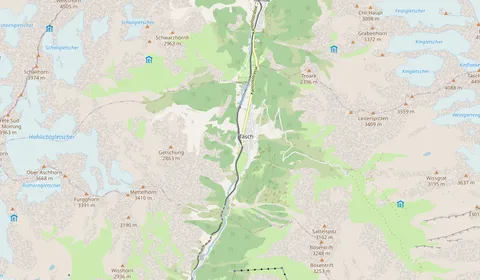 Mapa que muestra la ubicación de Täsch