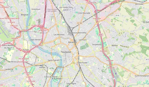 Map showing the location of Toulouse Matabiau