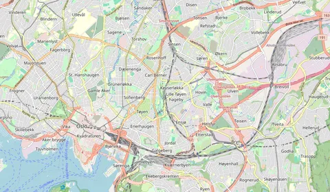 Map showing the location of Tøyen stasjon