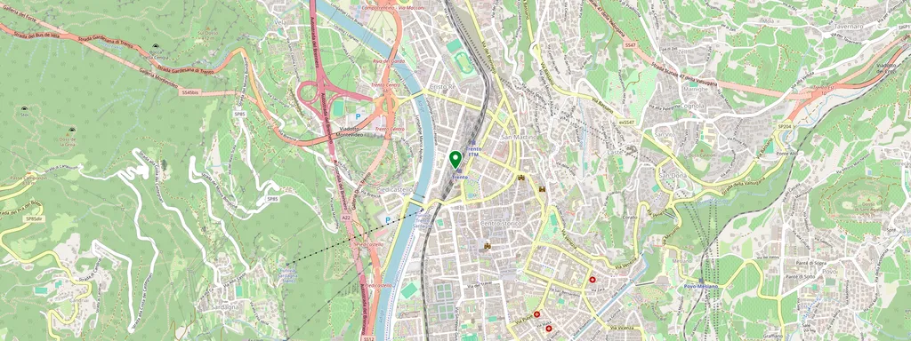 Kaart met de locatie van Trento