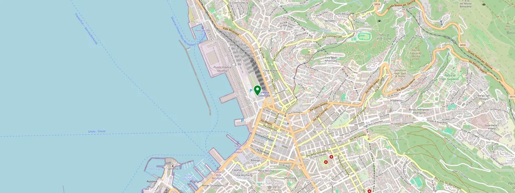 Kaart met de locatie van Trieste Centrale