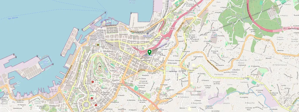 Mapa que muestra la ubicación de Vigo Urzáiz