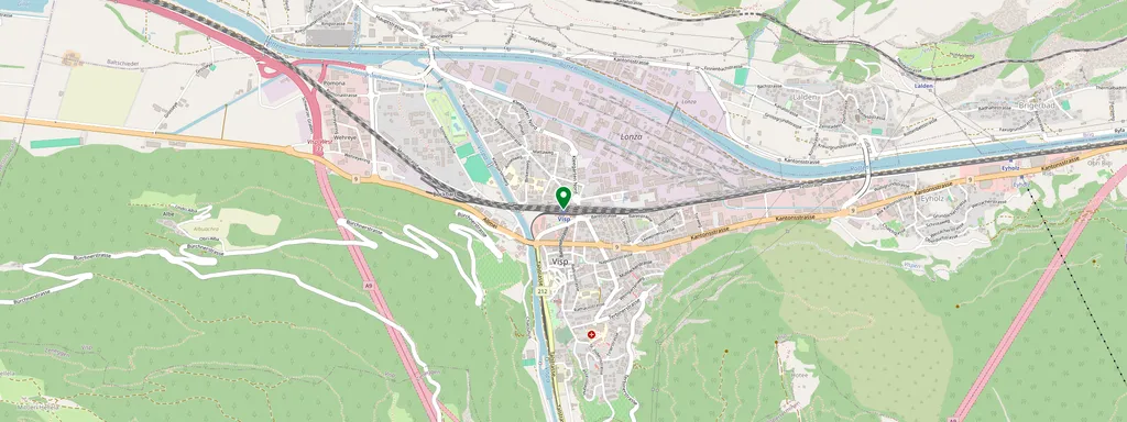 Carte montrant l’emplacement de Visp