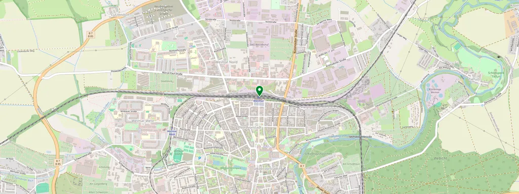Kaart met de locatie van Weimar