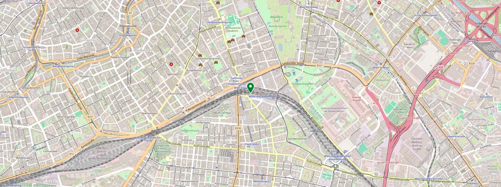 Carte montrant l’emplacement de Wien Hbf