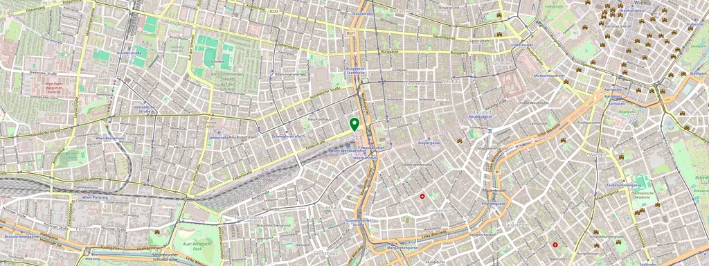 Carte montrant l’emplacement de Wien Westbahnhof