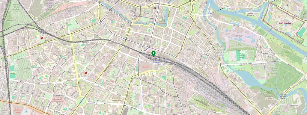 Carte montrant l’emplacement de Wrocław Główny