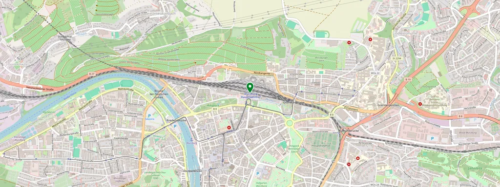Mappa che mostra la posizione di Würzburg Hbf