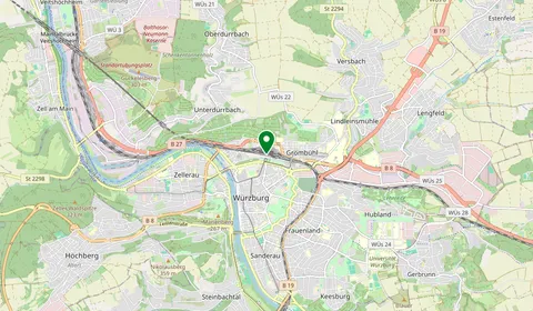 Mappa che mostra la posizione di Würzburg Hbf
