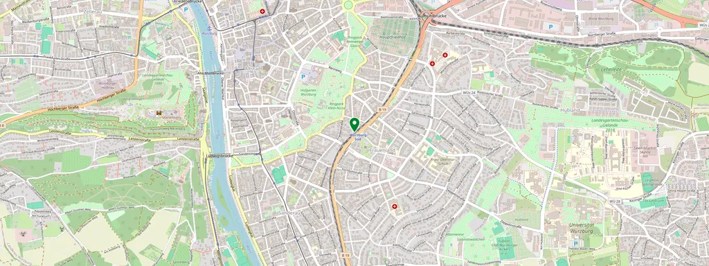 Kaart met de locatie van Würzburg Süd