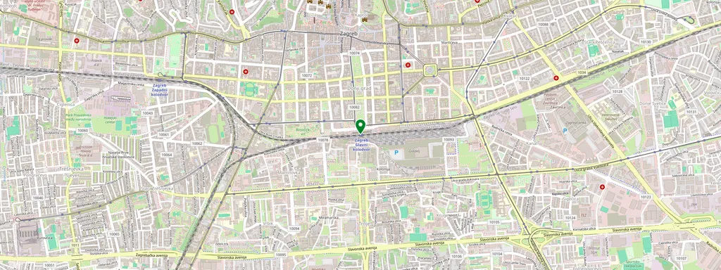 Karte mit der Lage von Zagreb Glavni kolodvor