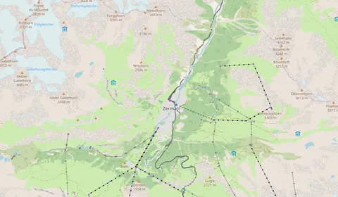 Kaart met de locatie van Zermatt