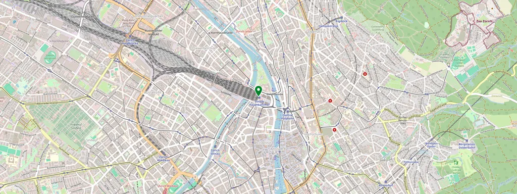 Mapa que muestra la ubicación de Zürich HB
