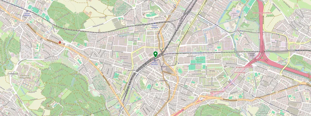 Mapa que muestra la ubicación de Zürich Oerlikon