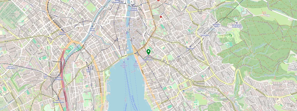 Mapa que muestra la ubicación de Zürich Stadelhofen