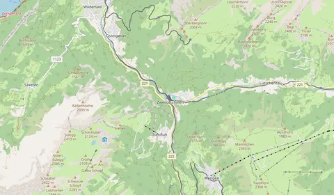 Kaart met de locatie van Zweilütschinen